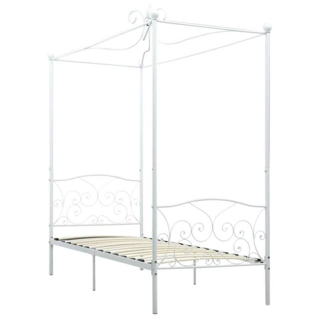 Berkfield Home Canopy Bed Frame White Metal 100x200 cm - image 1