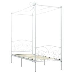 Berkfield Home Canopy Bed Frame White Metal 100x200 cm - thumbnail 1