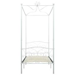 Berkfield Home Canopy Bed Frame White Metal 100x200 cm - thumbnail 3