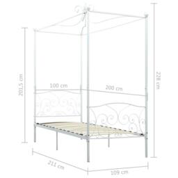 Berkfield Home Canopy Bed Frame White Metal 100x200 cm - thumbnail 5