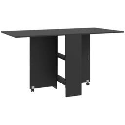 Wyld Haus Kafa Laso Black Drop Leaf Folding Dining Table with Shelves & Wheels - thumbnail 2