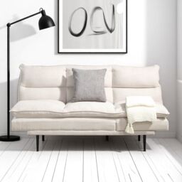 OAT Home Sennen Cushion Padded Fabric 3 Seater Large Single Clic-Clac Sofa Bed in Natural - thumbnail 2