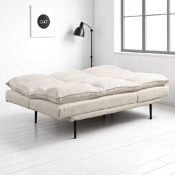 OAT Home Sennen Cushion Padded Fabric 3 Seater Large Single Clic-Clac Sofa Bed in Natural - thumbnail 4