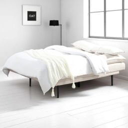 OAT Home Sennen Cushion Padded Fabric 3 Seater Large Single Clic-Clac Sofa Bed in Natural - thumbnail 6