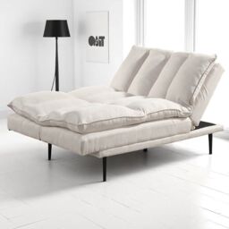 OAT Home Sennen Cushion Padded Fabric 3 Seater Large Single Clic-Clac Sofa Bed in Natural - thumbnail 3