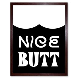 "Artery8 Wall Art Print Bathroom Nice Butt Funny Toilet Sign Bathroom Decor Art Framed in Brown - Size: W12"" x H16""" - thumbnail 1