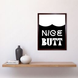 "Artery8 Wall Art Print Bathroom Nice Butt Funny Toilet Sign Bathroom Decor Art Framed in Brown - Size: W12"" x H16""" - thumbnail 2