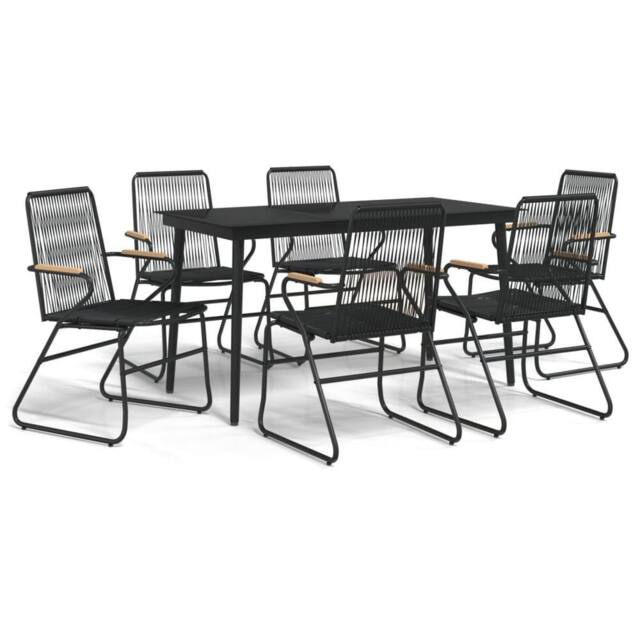Berkfield Home 7 Piece Garden Dining Set Black PVC Rattan - image 1