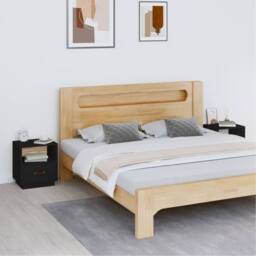 Berkfield Home Bedside Cabinets 2 pcs Black 40x34x45 cm Solid Wood Pine - Size: 40 x 34 x 45 cm - thumbnail 2
