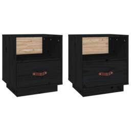 Berkfield Home Bedside Cabinets 2 pcs Black 40x34x45 cm Solid Wood Pine - Size: 40 x 34 x 45 cm