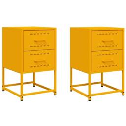 Berkfield Home Bedside Cabinets 2 pcs Mustard Yellow 36x39x60.5 cm Steel