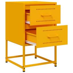 Berkfield Home Bedside Cabinets 2 pcs Mustard Yellow 36x39x60.5 cm Steel - thumbnail 9
