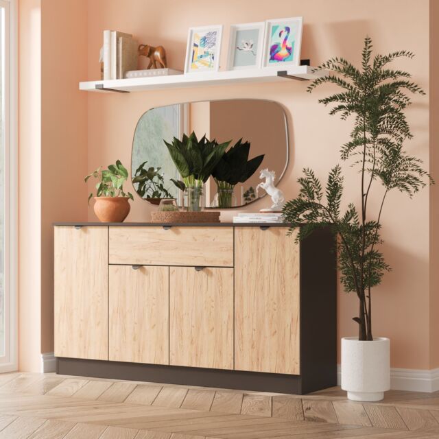 Ready Assembled 2 U Norway 4 Door 1 Drawer Wide Unit (Ready Assembled) in Dark Grey - image 1