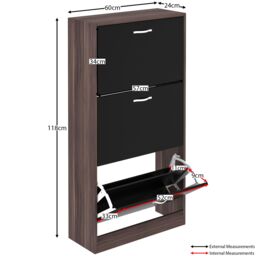 Home Discount Vida Designs 3 Drawer Shoe Cabinet Storage in Black - thumbnail 2