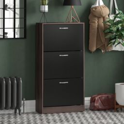 Home Discount Vida Designs 3 Drawer Shoe Cabinet Storage in Black