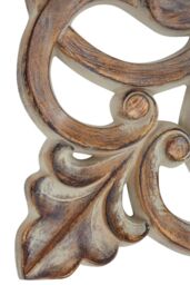 Orsina Coastal Wall Mirror With Weathered White Wood Effect, Square Mirror With Floral Vine Border For Gifting in Gold - thumbnail 3