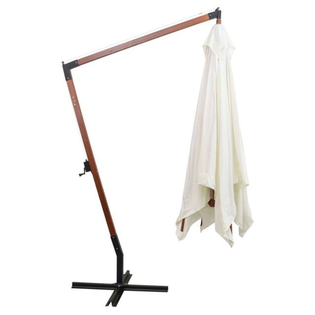 Berkfield Home Hanging Parasol 300x300 cm Wooden Pole White - image 1