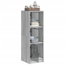 Berkfield Home Highboard with Glass Doors Grey Sonoma 35x37x109 cm - Size: 35 x 37 x 109 cm - thumbnail 5
