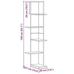 Berkfield Home Wall Corner Shelf Artisian Oak 36.5x36.5x140 cm Engineered Wood in Brown - thumbnail 9