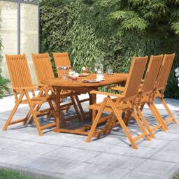 Berkfield Home 7 Piece Garden Dining Set Solid Wood Acacia in Brown - thumbnail 1