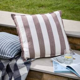 Yard Hayle 100% Cotton Striped Outdoor Cushion in Chocolate - Size: 50 cm x 50 cm - thumbnail 7