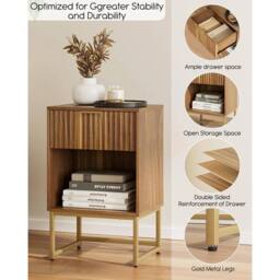 FORGEVIO Walnut Brown Fluted Bedside Table 15.7x11.8x23.6 UK - thumbnail 4