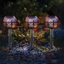 Marco Paul 6 Pack of Bronze Solar Silhouette Orb Stake Lights 40cm - thumbnail 1