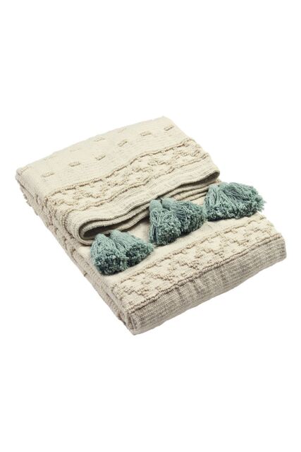 Furn Boho Geometric Cotton Tufted Throw in Green - image 1