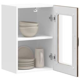 Berkfield Home Kitchen Wall Cabinet with Glass Door Lucca Smoked Oak in Brown - thumbnail 5