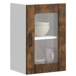Berkfield Home Kitchen Wall Cabinet with Glass Door Lucca Smoked Oak in Brown - thumbnail 2