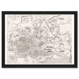 Artery8 Map Ligorio 16th Century Ancient Rome Roman City Plan Artwork Framed Wall Art Print A4 in Black - thumbnail 1