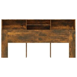 Berkfield Home Headboard Cabinet Smoked Oak 200x19x103.5 cm in Brown - thumbnail 3