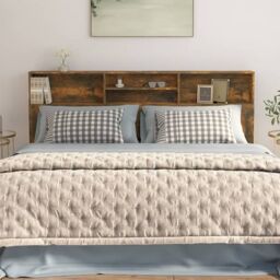 Berkfield Home Headboard Cabinet Smoked Oak 200x19x103.5 cm in Brown - thumbnail 5