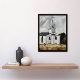 Artery8 Church at Head Tide Maine Marsden Hartley Framed Wall Art Print in Grey - Size: A4 - thumbnail 2