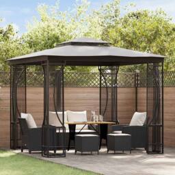 Berkfield Home Gazebo with Nets 300x300x265 cm Anthracite in Black - Size: 300 x 300 x 265 cm - thumbnail 2