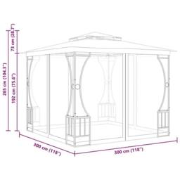 Berkfield Home Gazebo with Nets 300x300x265 cm Anthracite in Black - Size: 300 x 300 x 265 cm - thumbnail 7