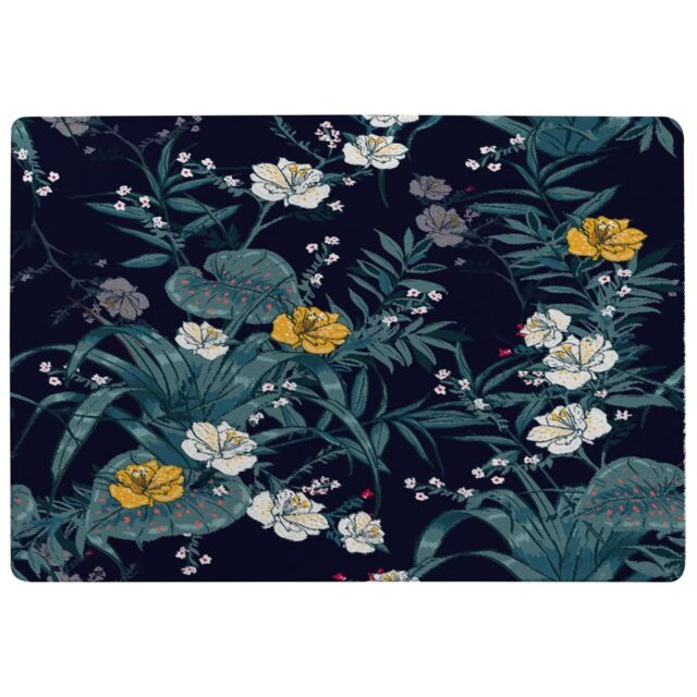 Benjamin Tate Design Blue & Yellow Flowers Rug in Natural - Size: Large - image 1