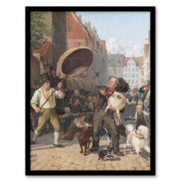 Artery8 Wilhelm Marstrand Street Scene in the Dog Days Framed Wall Art Print - Size: A4 - thumbnail 1