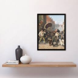 Artery8 Wilhelm Marstrand Street Scene in the Dog Days Framed Wall Art Print - Size: A4 - thumbnail 4