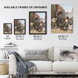 Artery8 Wilhelm Marstrand Street Scene in the Dog Days Framed Wall Art Print - Size: A4 - thumbnail 3