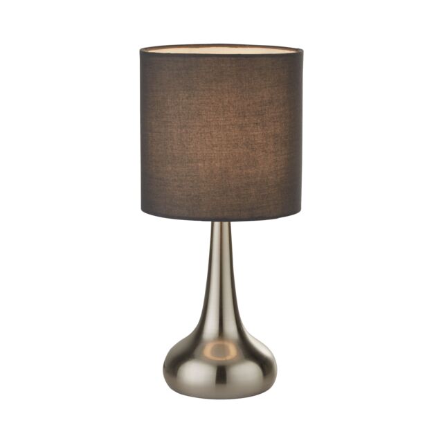 Lighting Collection Touch Lamp Satin Silver Dark Grey Shade Table Lamp - image 1