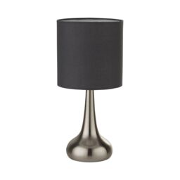 Lighting Collection Touch Lamp Satin Silver Dark Grey Shade Table Lamp - thumbnail 3