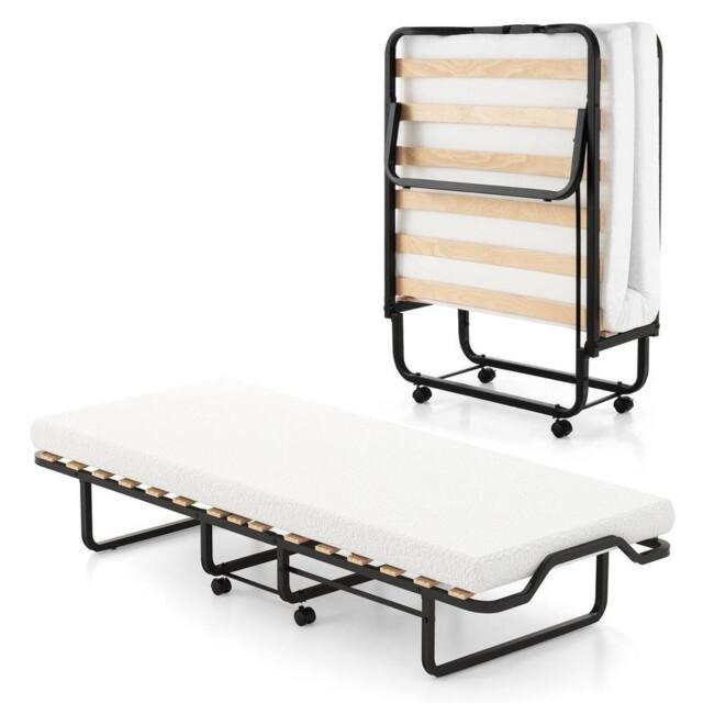Hinsinc Portable Folding Guest Bed With 10cm Memory Foam Mattress in Black - Size: Cot - image 1