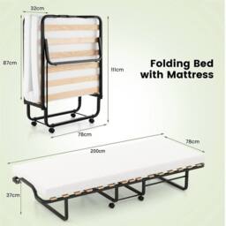 Hinsinc Portable Folding Guest Bed With 10cm Memory Foam Mattress in Black - Size: Cot - thumbnail 2