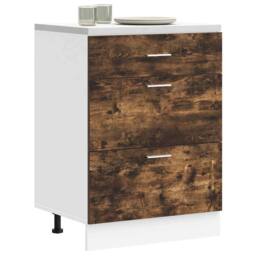 Berkfield Home Kitchen Base Cabinet Smoked Oak Engineered Wood in Brown - thumbnail 2