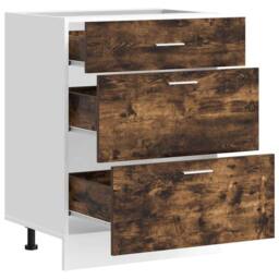 Berkfield Home Kitchen Base Cabinet Smoked Oak Engineered Wood in Brown - thumbnail 5