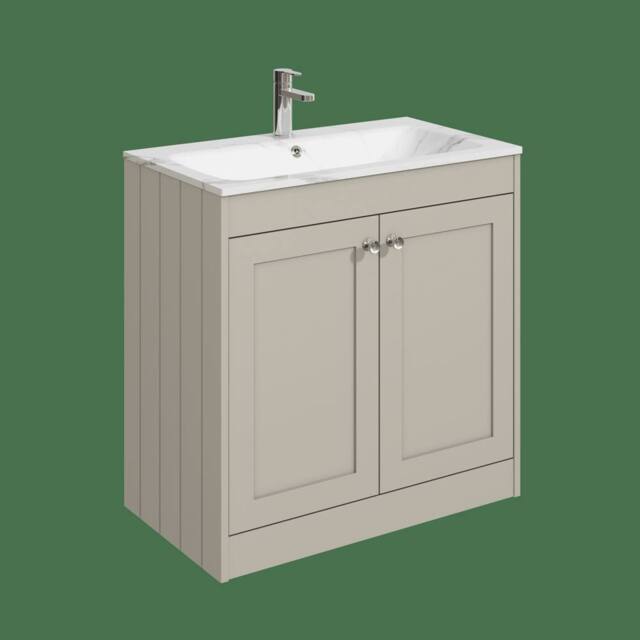 Balterley 800mm Floor Standing 2 Door Unit & Stone Basin 1 Tap Hole Pebble Grey - image 1