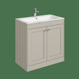 Balterley 800mm Floor Standing 2 Door Unit & Stone Basin 1 Tap Hole Pebble Grey - thumbnail 1