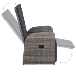 Berkfield Home Beautiful 3 Piece Garden Dining Set with Cushions Grey Poly Rattan - thumbnail 4