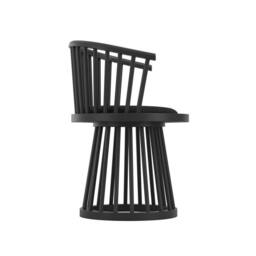 Lemon Pavilion Furniture Lina Indoor Dining Chair - Velvet/Wood - L53xW57xH78.5 cm Black/Black in Black - thumbnail 3